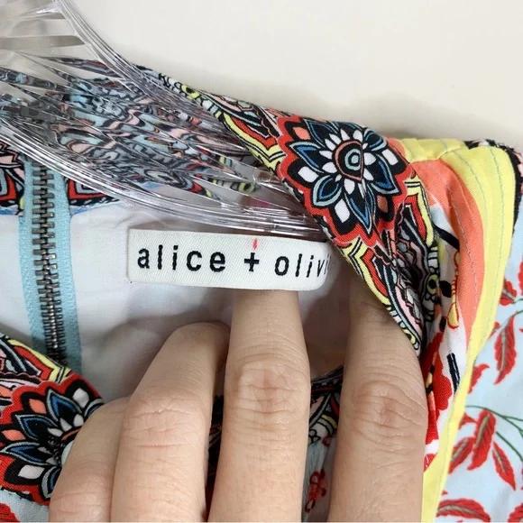 Alice + Olivia Raya Mandarin Collar Mini Dress (Sz 4) Paloma Floral Print - Picture 13 of 16